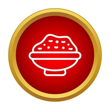 Hummus bowl icon inside red golden circle Stock Illustration