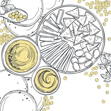 Hummus cooking.   Vector background. Stock Illustration