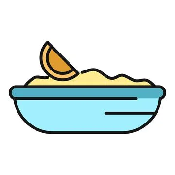Hummus dip in a bowl with a lemon slice Stock Illustration