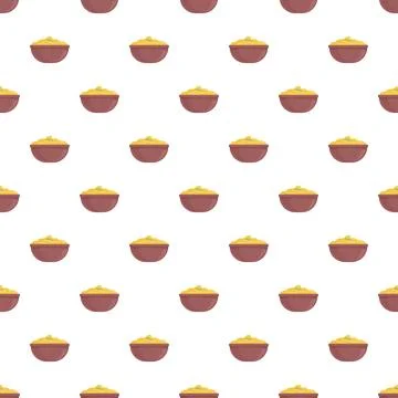 Hummus dip bowls repeating seamless pattern Stock Illustration