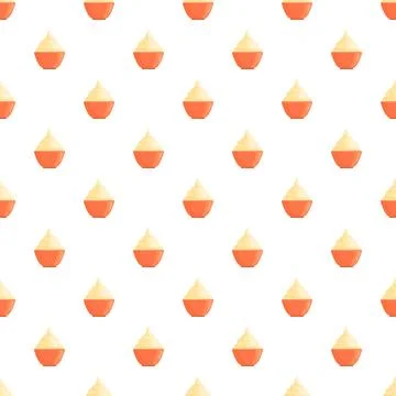 Hummus dip in bowls seamless pattern illustration Stock Illustration