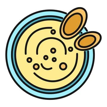 Hummus dip with pita bread icon Stock Illustration