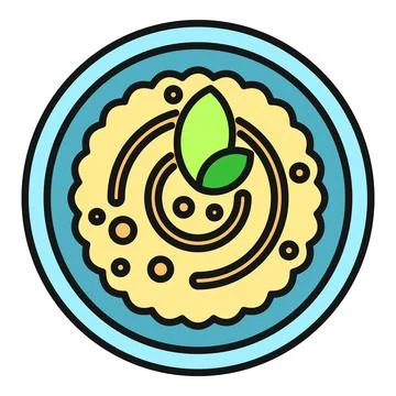 Hummus dip serving with olive oil and leaves Stock Illustration