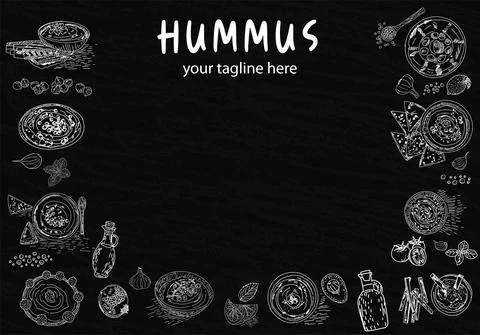 Hummus flyer template illustration. Stock Illustration