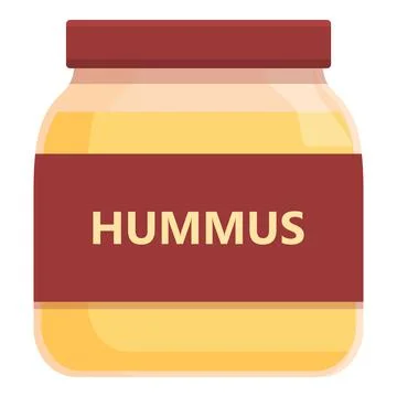 Hummus jar icon cartoon vector. Bread plate Stock Illustration
