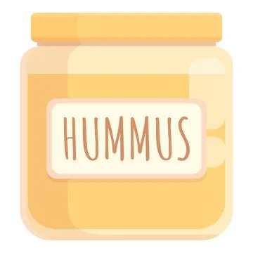 Hummus jar icon cartoon vector. Pita bread Stock Illustration