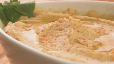 Hummus Pan Close Up Video stock 126158378