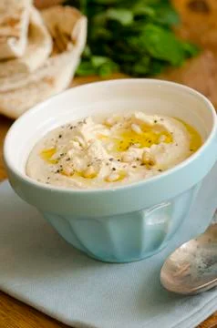 Hummus with pita bread Foto stock