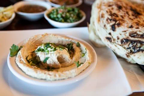 Hummus plate Stock Photos