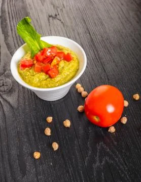Hummus with spinach Stock Photos