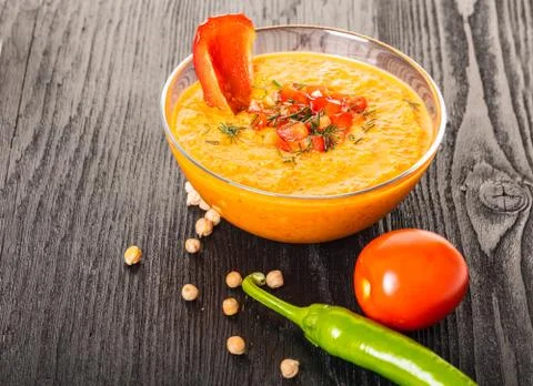Hummus with vegetables Stock Photos