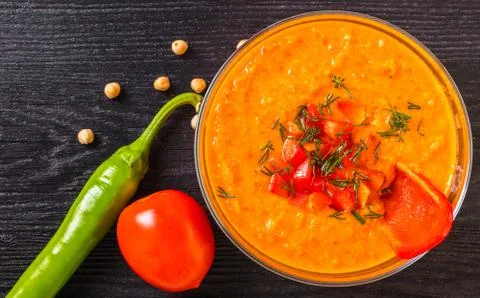 Hummus with vegetables Stock Photos