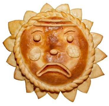 Humor.horror, sadness, melancholy, problems.bread as a sun with a smile Stock Photos