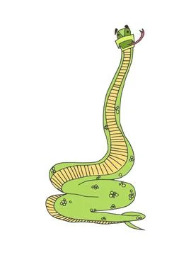 Humorous character with a long neck snake doodle Stockillustratie