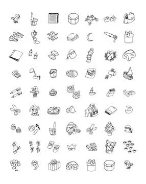 Humorous icons with celebration objects and parties Stock Illustration
