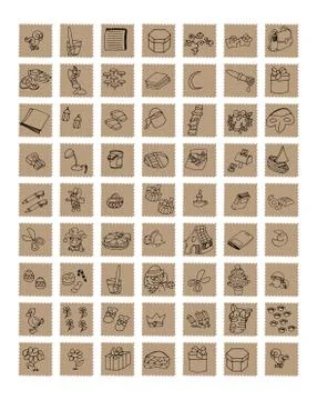 Humorous icons with celebration objects and parties Illustrazione stock