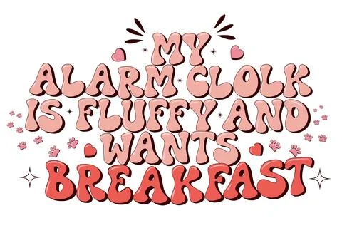 Humorous typography about a cat, retro font and cartoon style. Stock Illustration