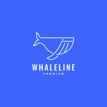 Humpback whale fish creature ocean giant marine biota line art minimal logo.. Stock Illustration