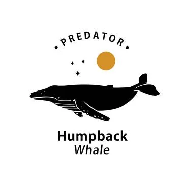 Humpback whale logo vector outline silhouette art icon Stock Illustration