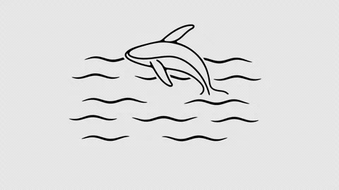 Humpback whale or blue whale jumps out of the water, graphic animation Stock Footage 293603309