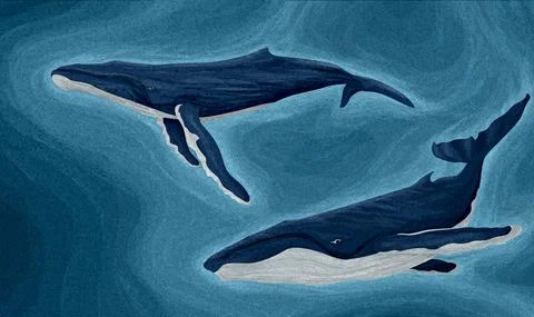 Humpback whales mosaic Illustrazione stock