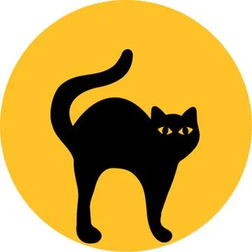 Humped cat in front of moon Stock Illustration