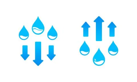 Humudity level up and down icon. Water cycle. Vector on isolated white backgr Stock-Illustration