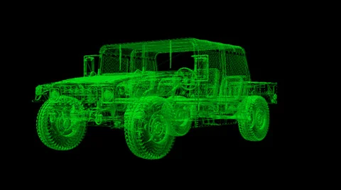 Humvee Wireframe Stock Footage 36045729