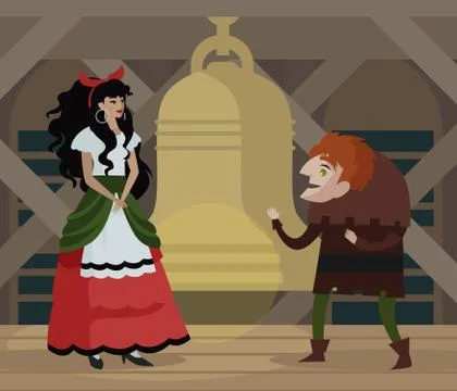 Hunchback with candle in the tower Stock Illustration