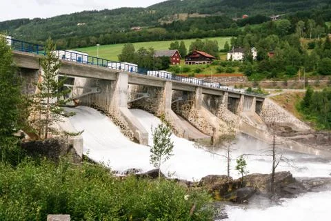 Hunderfossen dam Stock Photos