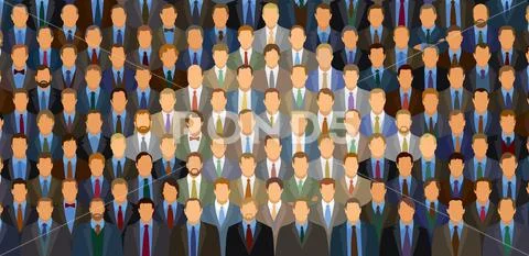 A Hundred Businessmen in Shape of Arrow Stock Illustration