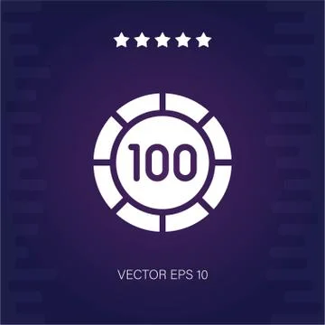 Hundred chip vector icon Stock Illustration
