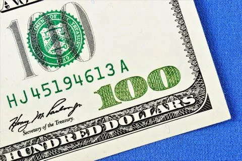 A hundred-dollar American note is a Federal reserve ticket of the United Stat Stock Photos