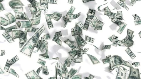 Hundred dollar banknotes fall on graund on white background Stock Illustration