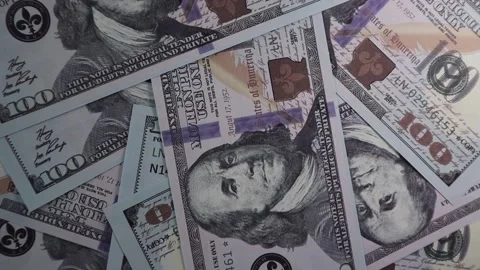 Hundred dollar banknotes rotating background close-up. Stock-Footage 219868241