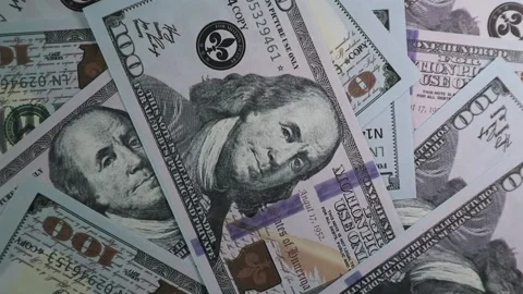 Hundred dollar banknotes rotating background close-up. Stock-Footage 221355577