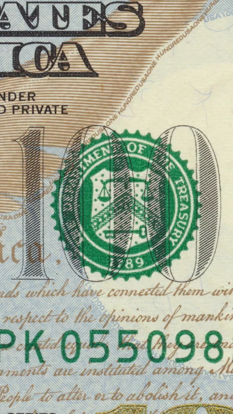 Hundred dollar bill elements collage seamless loop macro shot Stock Footage 312047994