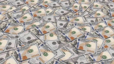 Hundred Dollar Bills Background Panning. US Cash Money Stack. 库存影片 334861182