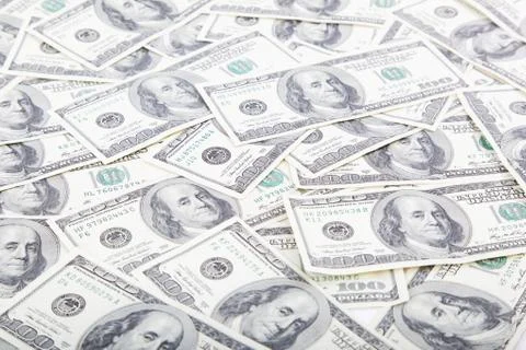 Hundred dollar bills for background. Stock Photos