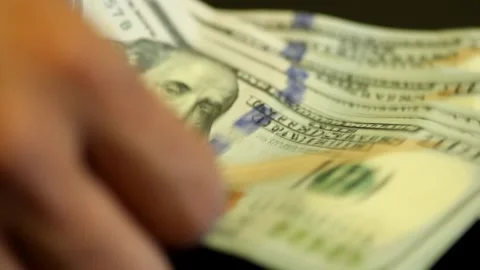 Hundred Dollar Bills Count and Gather Stock Footage 143993856