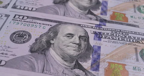 Hundred dollar bills. Dollars close-up Stock Footage 135797670
