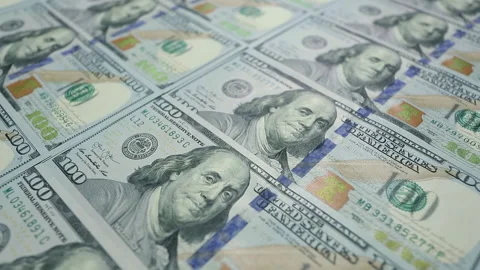 Hundred dollar bills. Dollars close-up Stock Footage 135816745
