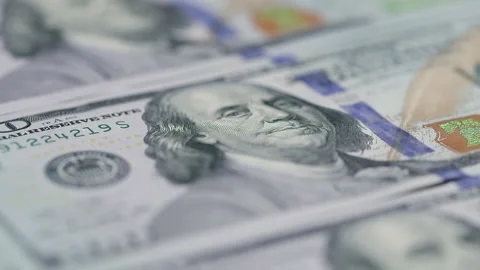 Hundred dollar bills. Dollars close-up Stock Footage 135818468