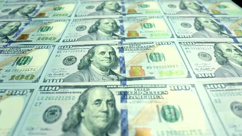 Hundred dollar bills. Dollars close-up Stock Footage 135819485