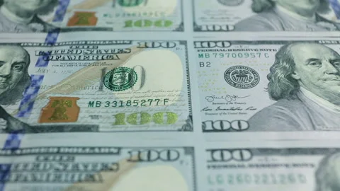 Hundred dollar bills. Dollars close-up Stock Footage 135819716