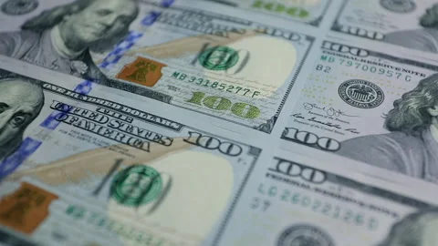 Hundred dollar bills. Dollars close-up Stock Footage 135820035