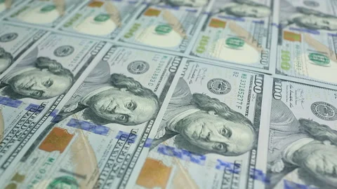 Hundred dollar bills. Dollars close-up Stock Footage 135820289