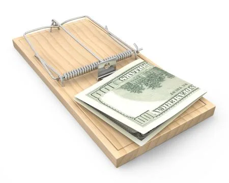 Hundred dollars in a mousetrap Stock Illustration