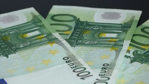 Hundred euro banknotes rotating Video stock 73280280