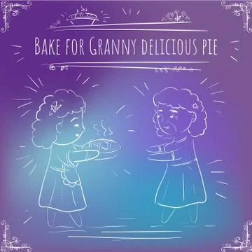 Hundred important reminders - notes - Bake for Granny delicious pie - Violet  Stock Illustration